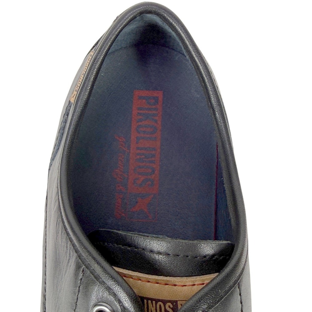 Pikolinos York Derby Shoes Mens 8 EU 41 Black Leather Blue Accents Oxford - Picture 12 of 14